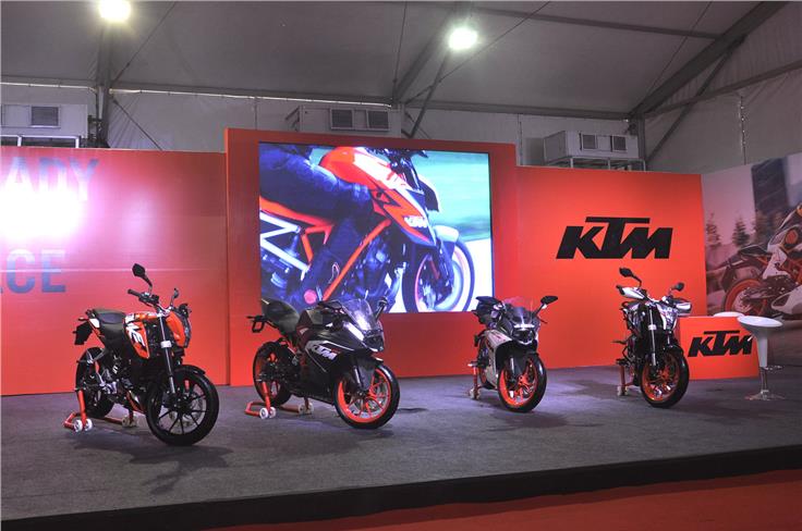 KTM had all four of their models on display - the Duke and RC siblings. 