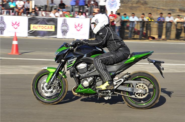 Labdhi Shah rode down to the event from Surat and participated on her Kawasaki Z800.