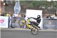 The Indian bikes wheelie category drew a bunch of talented riders.   