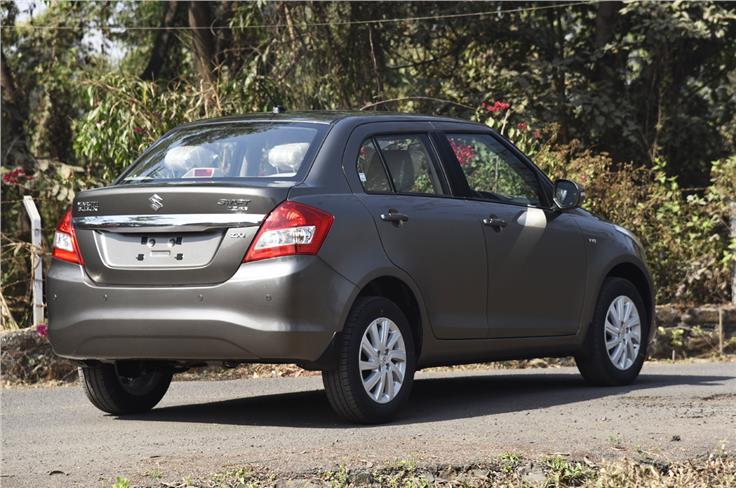 The updated Swift Dzire's rear styling sees an all-new bumper and a slightly thicker chrome strip on the bootlid. 