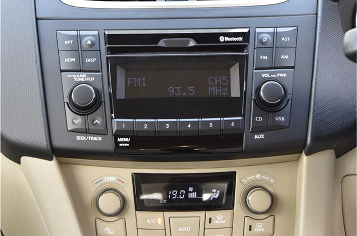 The Dzire ZXi and ZDi come with a music system with Bluetooth connectivity for music and calling. Climate control is standard on these trims as well. 