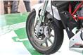 Upmarket USD front suspension is seen with a front disc brake.