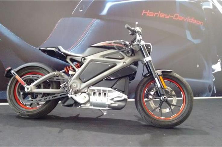 The Project LiveWire bike sports a compact, sleek profile by Harley-Davidson standards.