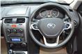 The steering wheel with mounted audio controls and control stalks are now same as the Zest and the Bolt. 