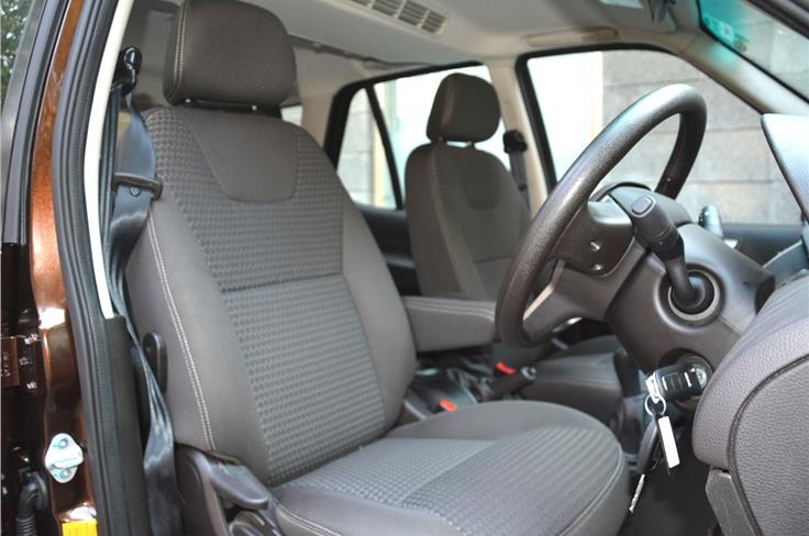 The 2015 Safari Storme gets dark grey premium seat fabric on higher variants. 