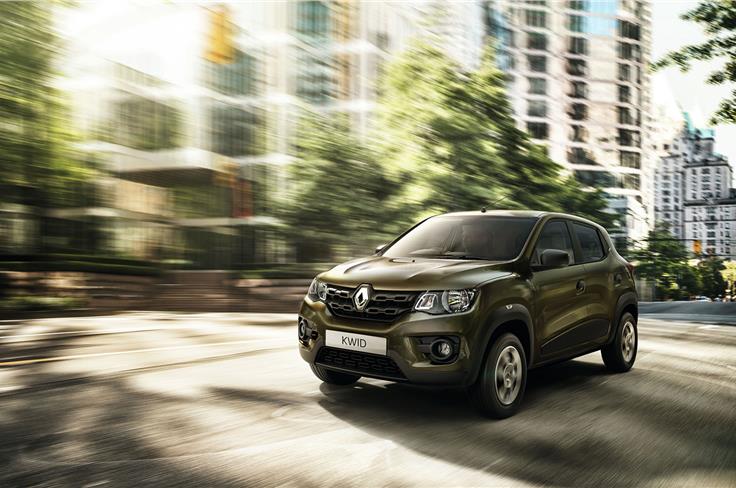 Adding to the crossover feel of the Renault Kwid are flared wheel arches and body cladding.