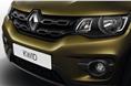 The Renault Kwid's serrated grille, big emblem and chunky fog lamp enclosures make it look really macho.