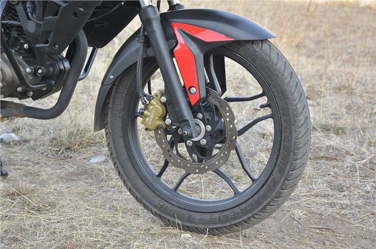 Bajaj provides a 240mm petal type and Brembo made disc brake here.