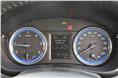 The instrument cluster consists of twin-dials finished in blue with a multi-information display in the centre.