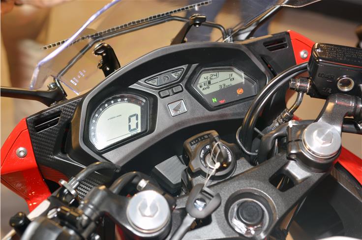 A digital, yet dated display console makes its way to the Honda CBR 650F.
