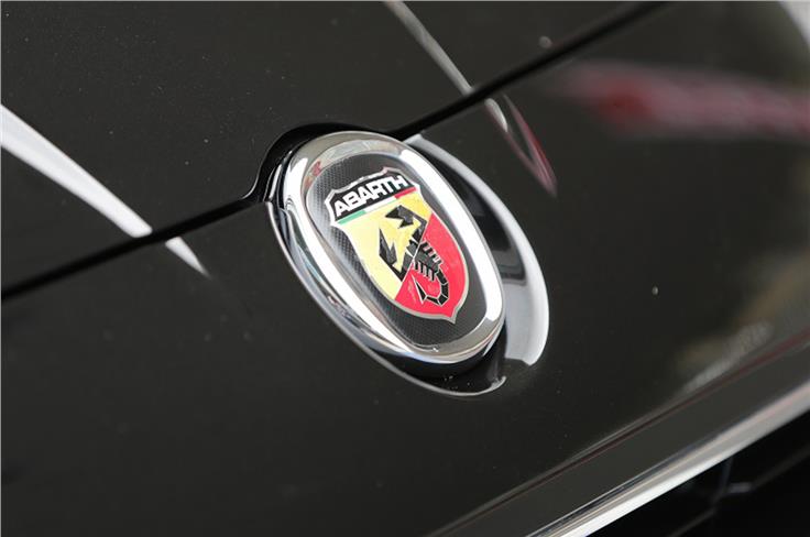 The Fiat badges all around the exterior and interior have been replaced by Abarth badges.