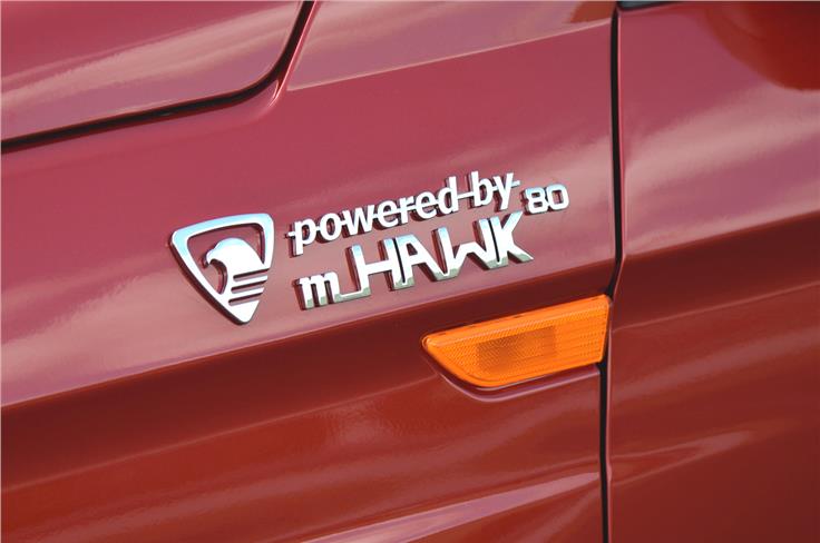 The mHawk80 engine is related to both the Quanto&#8217;s 1.5-litre three-cylinder unit, and the Scorpio&#8217;s 2.2-litre, four-cylinder motor.