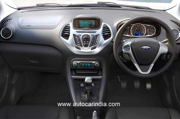 The Figo hatchback will come with all-black interiors as opposed to the dual-tone theme seen on the Aspire. 