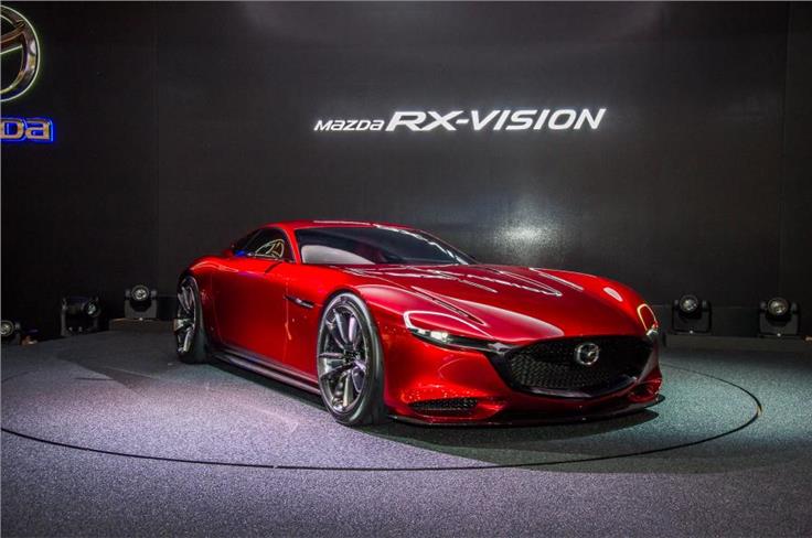 Mazda RX Vision Concept right hand side front three-quarters view.