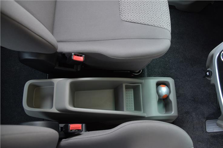 The five-seat version gets a handy storage console in place of the front centre seat.