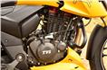 The engine on the new Apache RTR 200 is a 197.8cc single cylinder, four stroke, air and oil cooled unit capable of developing 20.2bhp.