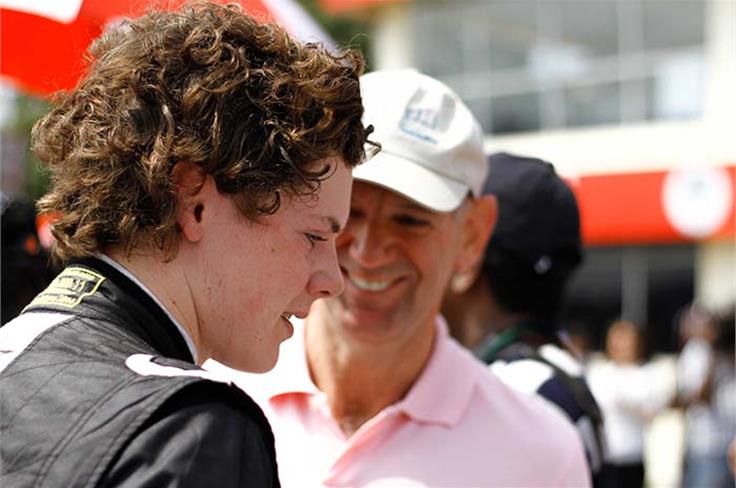 Leading F1 designer Adrian Newey was all smiles with his son's performance in Chennai.