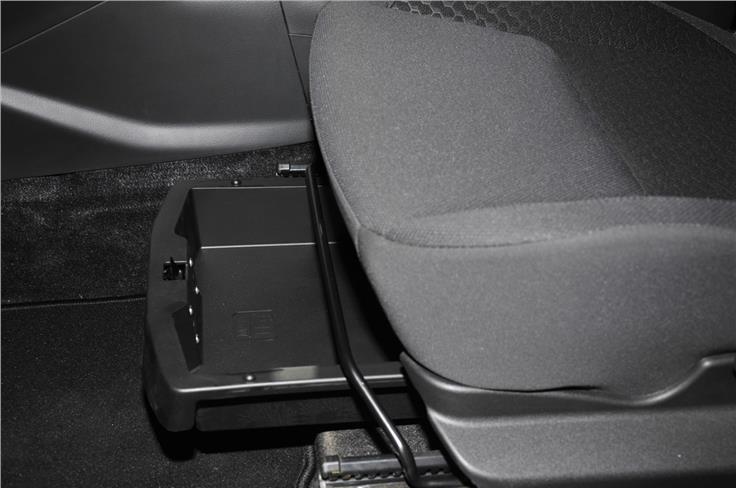 An underseat tray for storage under the front seats make for a good place to stow valuables.