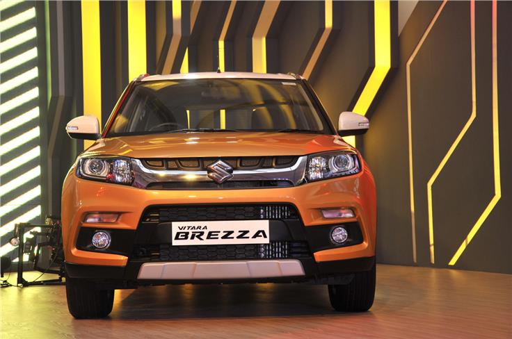 Seen from the front, the Brezza's LED guide lamps on the higher trims look similar to a bull's horns.