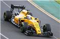 Kevin Magnussen shows off Renault's new yellow livery on track, Australian Grand Prix practice 2016
