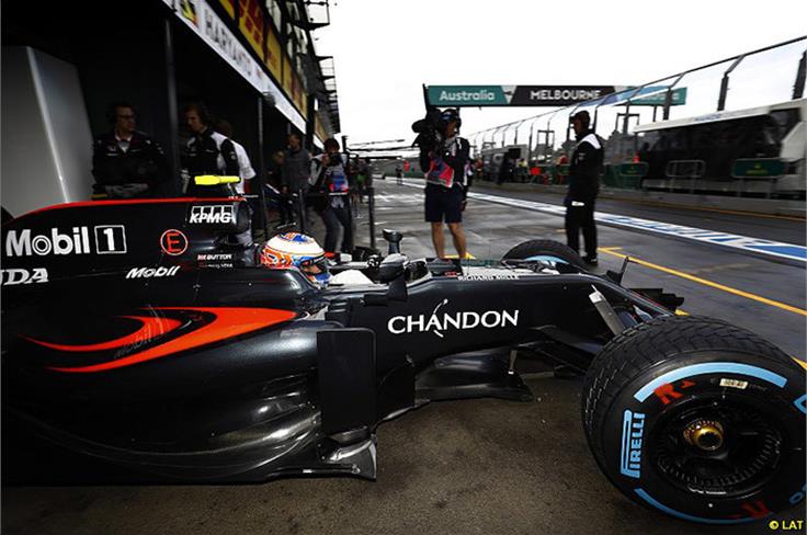 Jenson Button leaves the McLaren garage, Australian Grand Prix practice 2016
