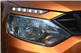 The LED DRL strip sits above the headlamps as a separate unit.