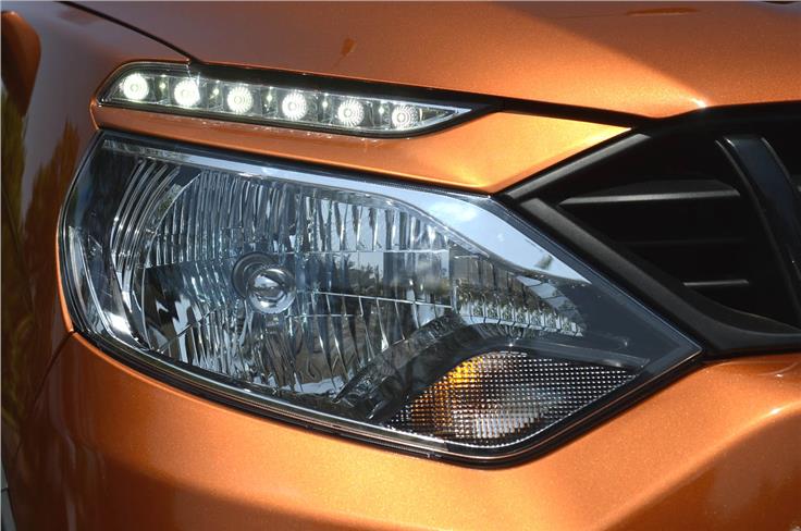 The LED DRL strip sits above the headlamps as a separate unit.
