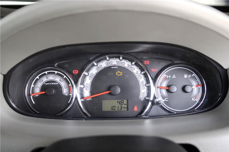 The digital display on the instrument cluster only displays the odometer while the remaining information is displayed on a small display atop the centre air-con vents.