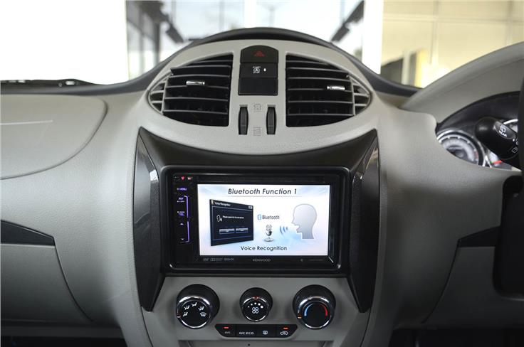 Unlike on the Scorpio and XUV500, the infotainment system is an aftermarket unit from Kenwood and not a custom one developed for the compact SUV.