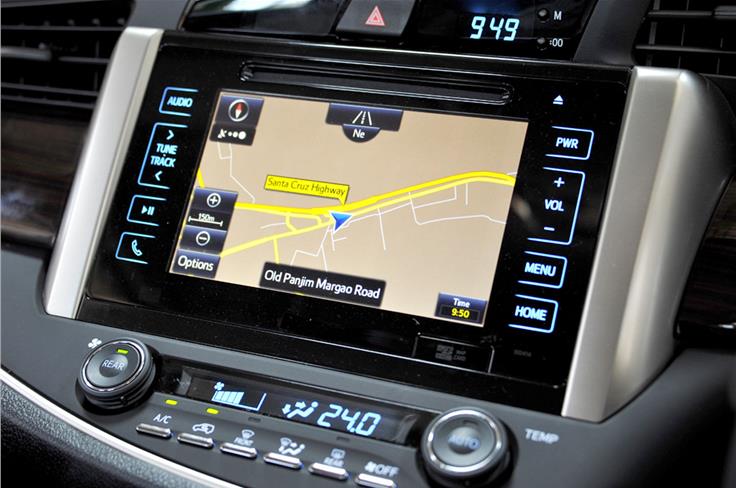 The new seven-inch touchscreen is smartly integrated and full of features, including sat-nav, a handy &#8216;eco meter&#8217; and a wide variety of audio-video input.
