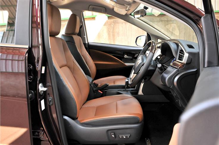Front seats are leather-wrapped and incredibly comfortable over long distances. Note that the driver&#8217;s seat is electrically adjustable