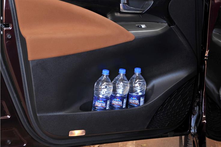 Each door pocket can take three one-litre bottles &#8211; the car can hold 20 in total!