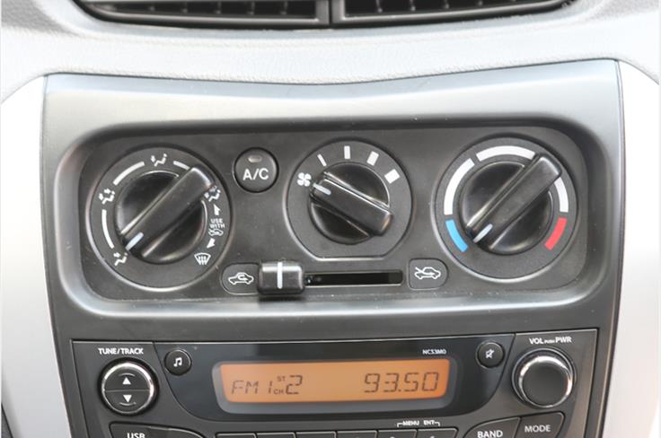 Audio system on top trim gets USB and aux connectivity, but no Bluetooth.