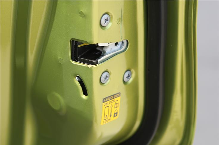 Child-safety lock on the rear door is now available on higher trims.