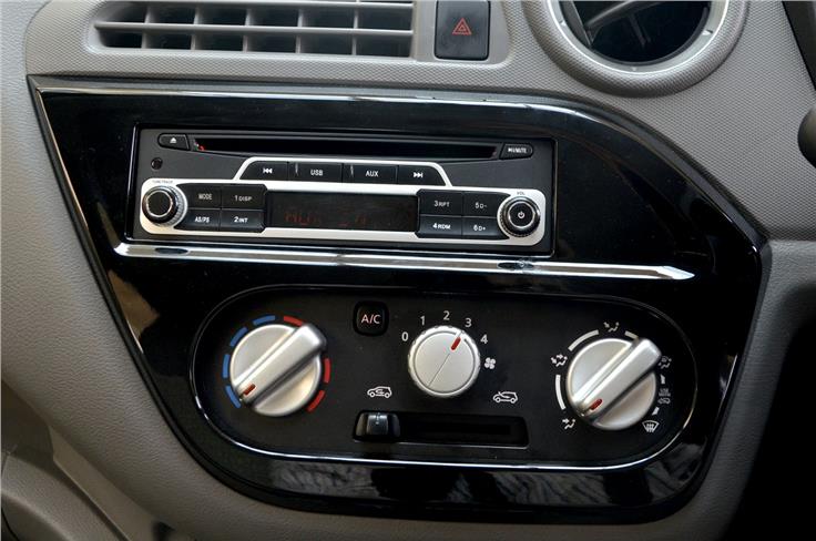 The Redigo gets a CD player with USB connectivity though it can&#8217;t match up the Kwid&#8217;s touchscreen infotainment system.