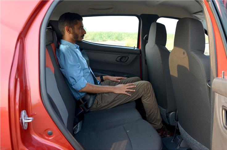 The Kwid&#8217;s rear seats are lower set than the Datsun&#8217;s, but are still spacious and comfortable.