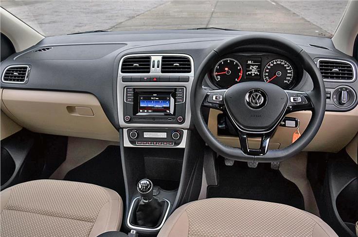 The interior of the Ameo is near identical to the Polo&#8217;s with build quality a big leap ahead of the competitors.