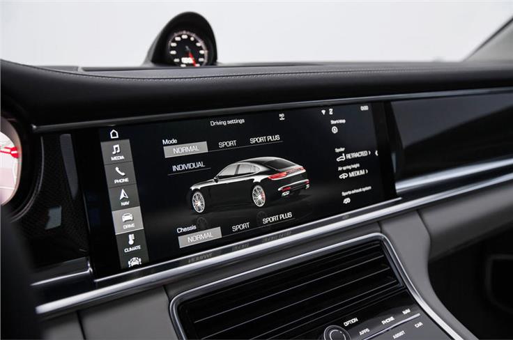 A 12.3in touchscreen is used for the various functions of the Porsche Communication Management system.