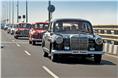 The Mercedes-Benz W120 Ponton 190 and its beaming owners in Sunday&#8217;s rally.
