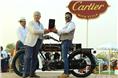 Winner, Best In Class - Veteran Vintage Motorcycles - 1926 AJS 799 V Twin - Owner Sandeep Kapoor receiving award from Mr. Giacomo Agostini.