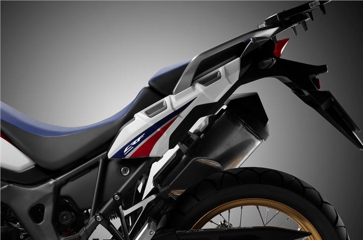 The Africa Twin features mounting points for panniers.