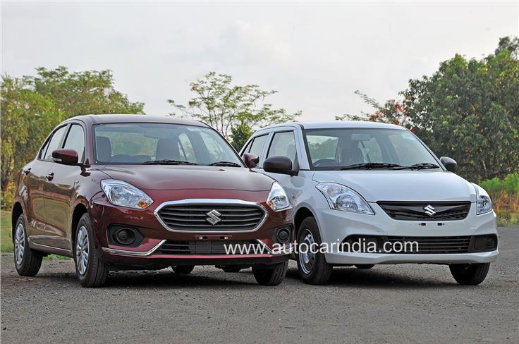 Compared to the older car(right), the new Dzire gets a steeply raked A-pillar and a better flowing profile.