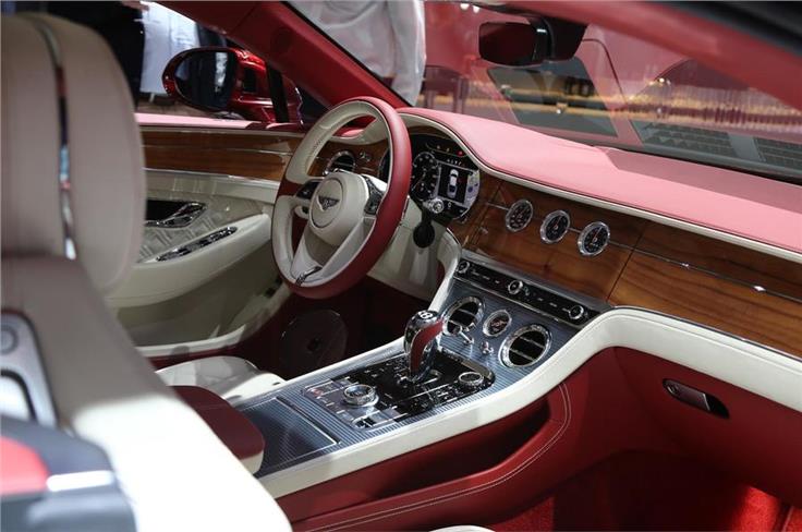 The opulent interiors of the Bentley Continental GT.