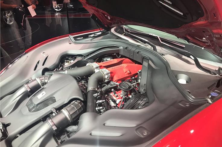 Ferrari has used its award-winning 3.9-litre twin-turbo V8 that produces 600hp and 760Nm of torque in the Portofino.