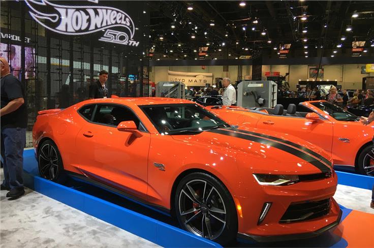 CHEVROLET CAMARO HOT WHEELS EDITION - To commemorate the 50th anniversary of the first Camero 1:64 Hot Wheels model, Chevrolet brought two special edition cars to SEMA. 