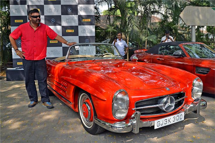 Yuvraj Gondal poses with his father's 300SL, which was the star of the show.