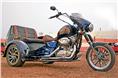 The custom built Harley-Davidson three-wheeler.