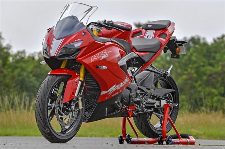 The Apache RR 310 is the first fully faired motorcycle from TVS. In addition to the red paint scheme, the Apache 310 RR will be available in a matte black option. 