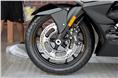 BMW K1600B front wheel and brakes.