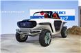 Think of the e-Survivor concept as Suzuki&#8217;s idea of a lunar rover. It&#8217;s small, has virtually non-existent overhangs and has humongous ground clearance. It&#8217;s built on a sturdy ladder-frame chassis and there&#8217;s an electric motor in each of the four wheels to bail you out when the going gets rough.   